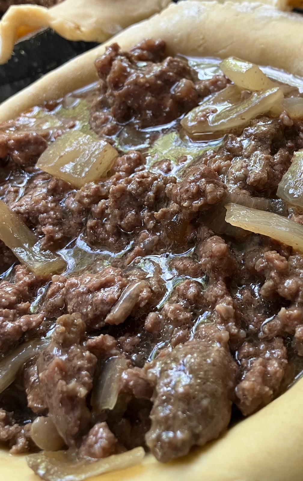 mince and onion pie